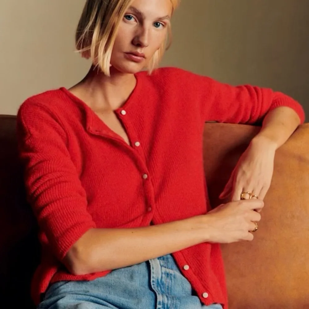 Sezane Red Gaspard Cardigan Sweater - Picture 1 of 4